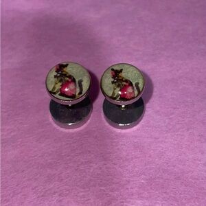 Cat Design Stud Earrings